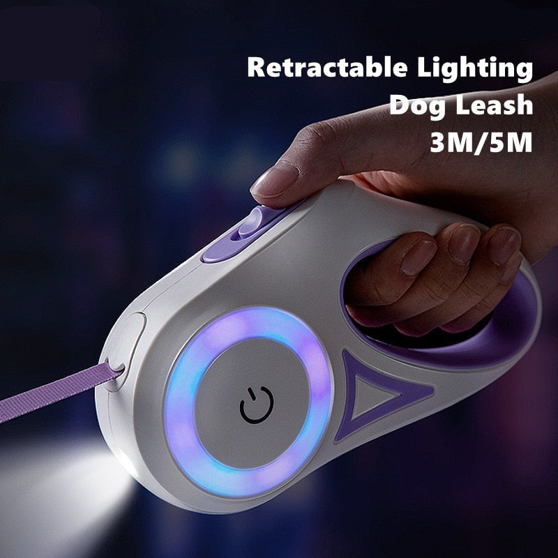 Retractable Dog Leash with Automatic LED Lighting Flash